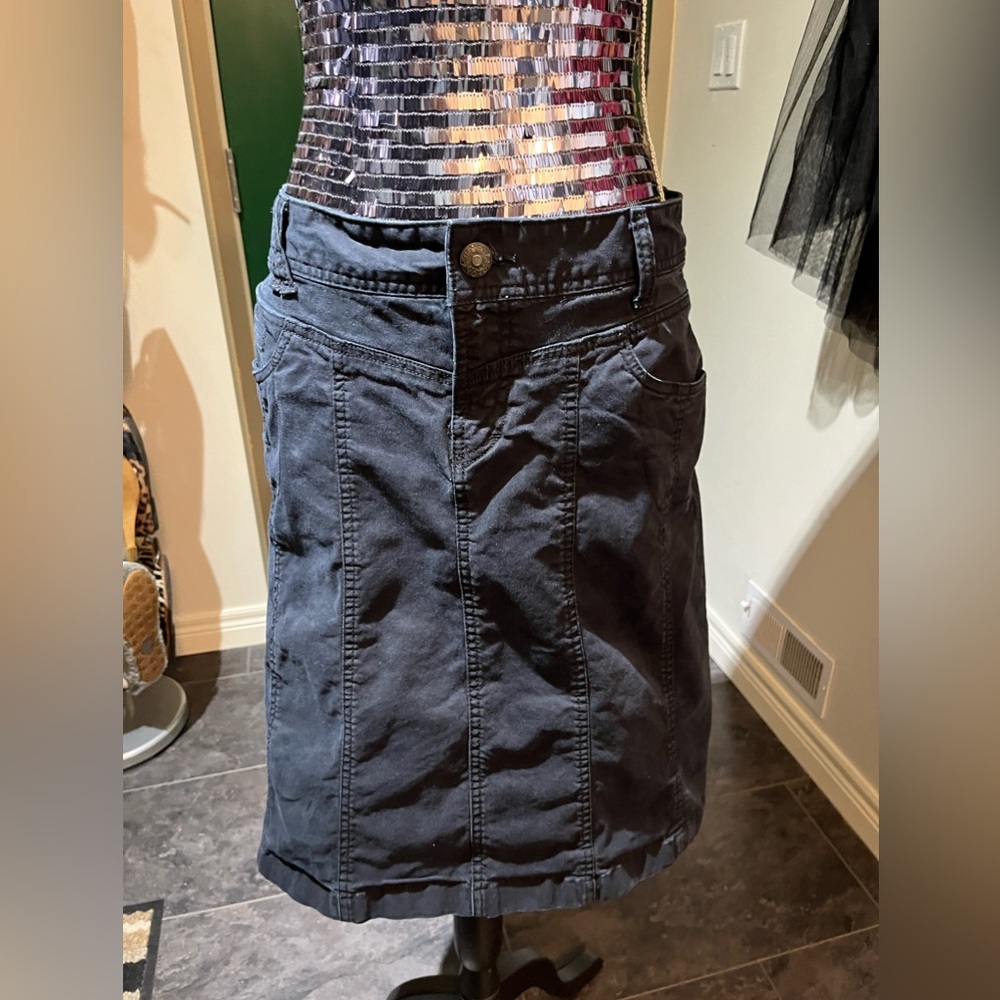 Lucky Brand black denim midi skirt 12